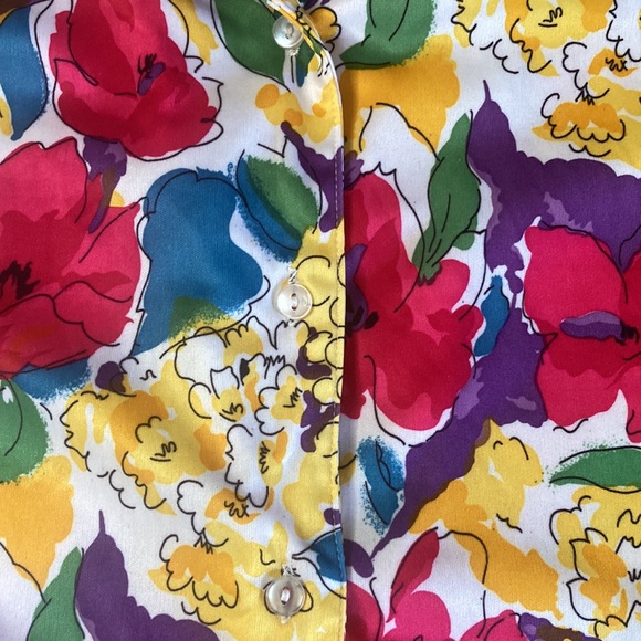 💐Retro bright floral short sleeve blouse - Picture 4 of 5